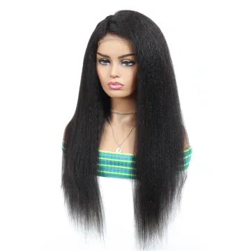 Wholesale Virgin Hair Cuticle Aligned  Lace Front Indian Kinky Straight Wig Natural Hair Brazilian Lace Wigs 100% Human Hair