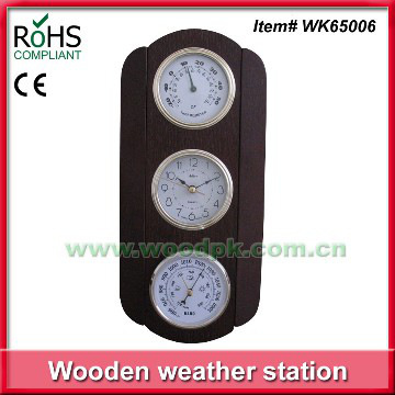 13.5x31cm MDF wood wall clock analog clock with weather station