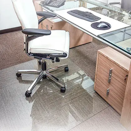 Customized Glass Office Chair Mat for Carpet
