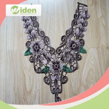 Embroidery Lace Patch Polyester Yarn Collar Neck Design Kurtis