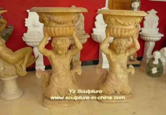 Two Units Yellow Marble Flowerpot FPT-019