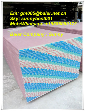 12MM pink fireproof gypsum board / Fire rated gypsum drywall