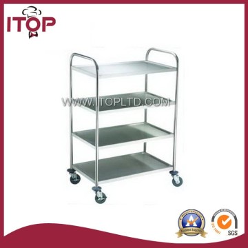 Round tube four-layer stainless steel dining trolley