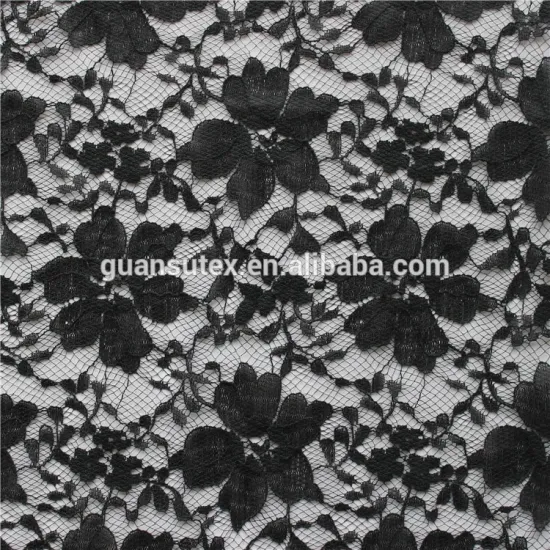 net black nylon cotton mixed fabric floral lace for apparel/girls dress/anarkaw salwar kameez
