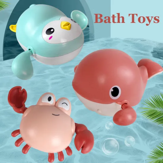 1pcs Baby Bath Toys Cartoon Animal Clockwork Dabbling Bath Ducks Crab Penguin Whale Water Play Game Bathing Toys for Kids Gift