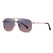Metal Aviator Sunglasses Men Double Bridge Square Sunglasses Factory