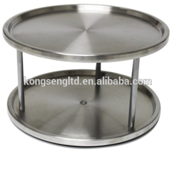 360 degree turntable 2 tier stainless steel lazy susan