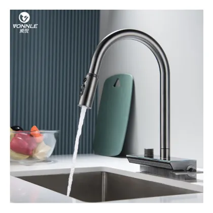 Copper Digital Display Feiyu Waterfall Pull Kitchens Faucet