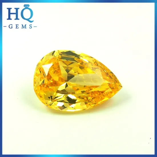 Gold yellow pear shape cubic zirconia loose cz stone