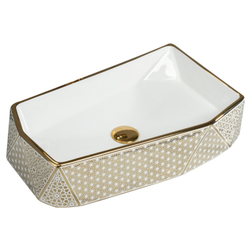 European Style Electroplated Art Ceramic Basin for Bathroom