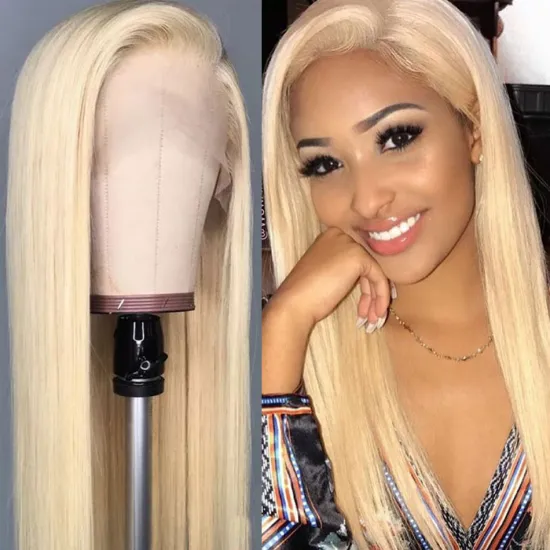 100% Virgin Blonde 613 Russian Hair Straigh Full Lace Wig, Transparent Film Thin Swiss Lace Wholesale Full Lace Wigs Vendors