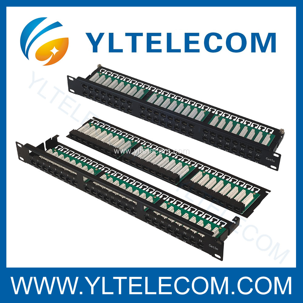1U 19inch 48port(6*8) Patch Panel Right Angle Cat.5e and Cat.6 type