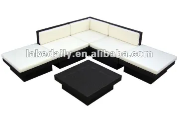 Modern outdoor sectional sofa set with ottoman and coffee table