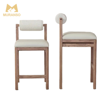 Modern Luxury Ash Wood Round Back Bar Stool