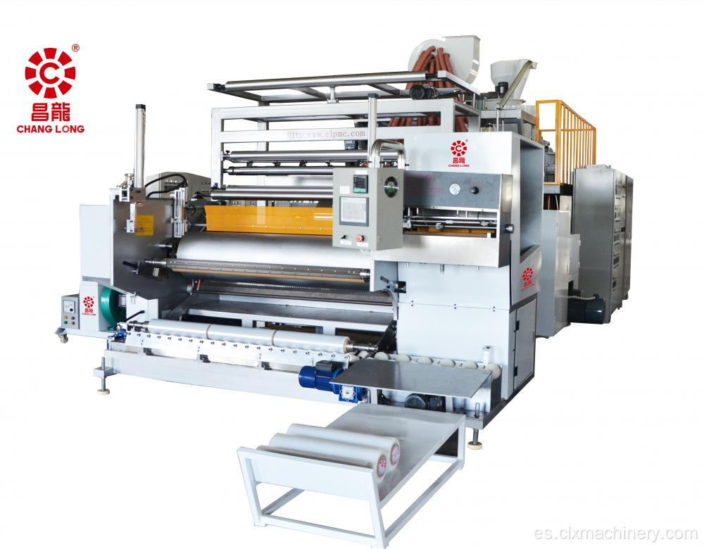 Máquina para fabricar películas elásticas con envoltura de coextrusión