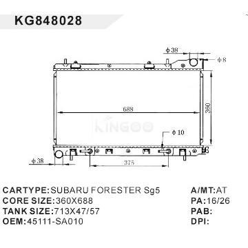 auto radiator car:SUBARU FORESTER SG5 OEM:45111-SA010