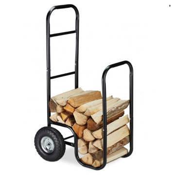 Outdoor and Indoor Rolling Hauler Wood Rack: Firewood Log Cart Carrier for Fireplace Sets & Accessories