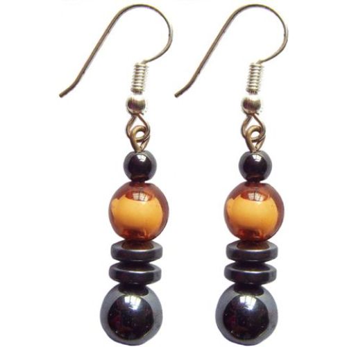 Hematite Earring With 925 Peru Silver Hook