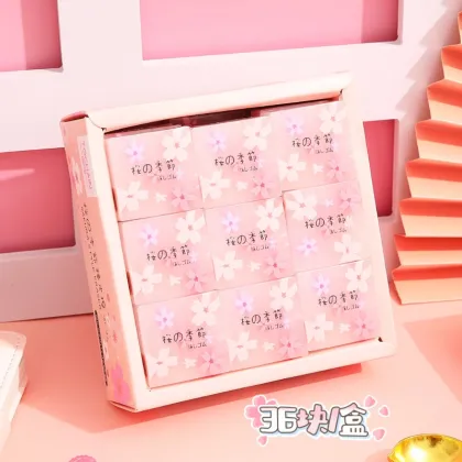 Cute Cartoon Sakura Erasers: Kawaii Stationery TPR Office Eraser Bulk Pencil Eraser for School
