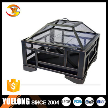 Bronze outdoor Square Wood Burning Fire Pit