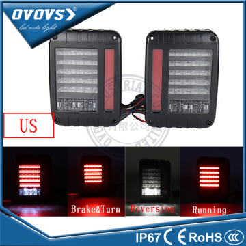 OVOVS US/EU Version Integrated Brake LED Tail Lights Rear Reverse Light for Wrangler
