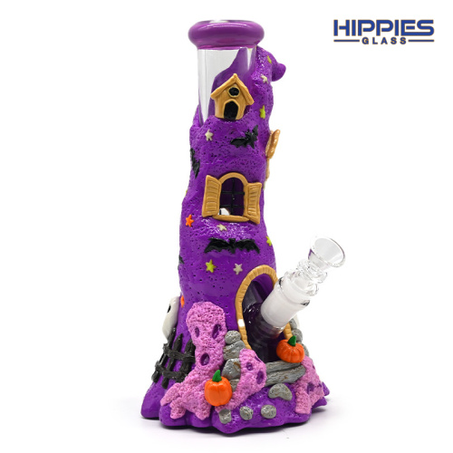 Glass Beaker Bong with The Purple Ghost House