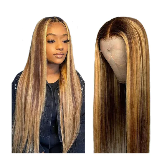 Fashional Piano Colored Wig 10A Grade Virgin Cuticle Aligned Hair 150% 200% Density Highlight Color Lace Frontal Human Hair Wig