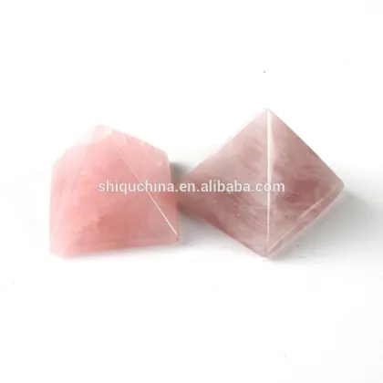 Natural rock stone carved crystal pyramids, topaz pyramids, pink quartz crystal pyramids carvings