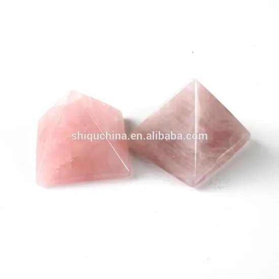 Natural rock stone carved crystal pyramids, topaz pyramids, pink quartz crystal pyramids carvings