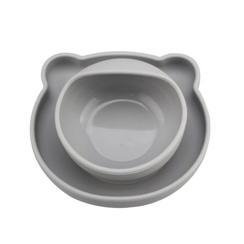 Grey Bear-shaped Silicone Baby Bowl
