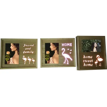 Wholesale Custom Wooden Frame with LED Lights for Photo Decoration