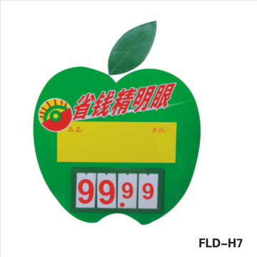 China supplier apple shape plastic price sign board/sign holder for fruit shop