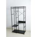 clothes rack with black metal wardrobe