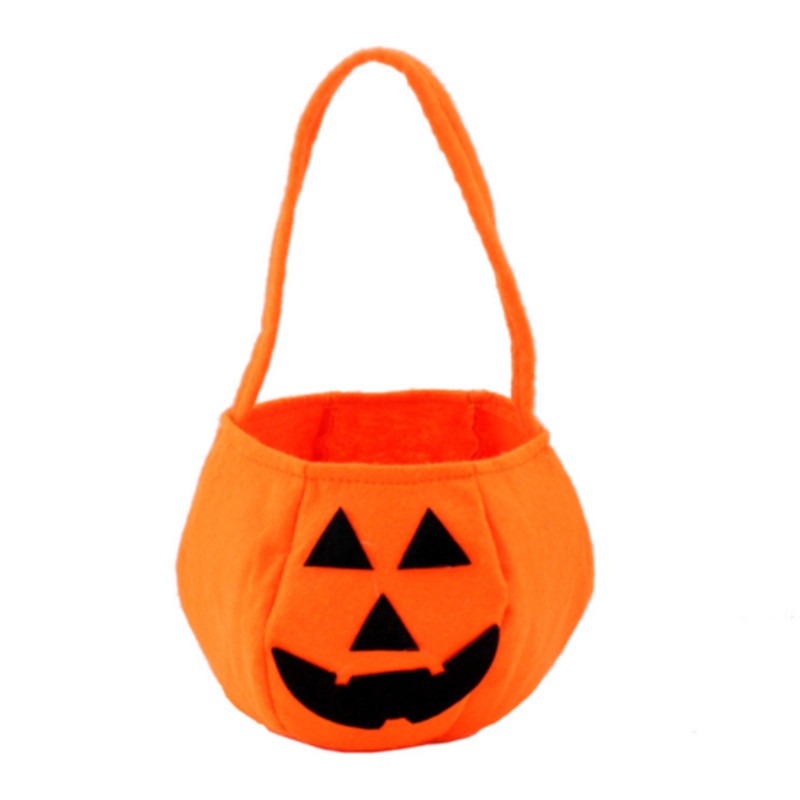 New arrivals Halloween Pumpkin Bag Portable Halloween Prop Basket Non-woven Candy Bag Three-dimensional Pumpkin Bag 21g