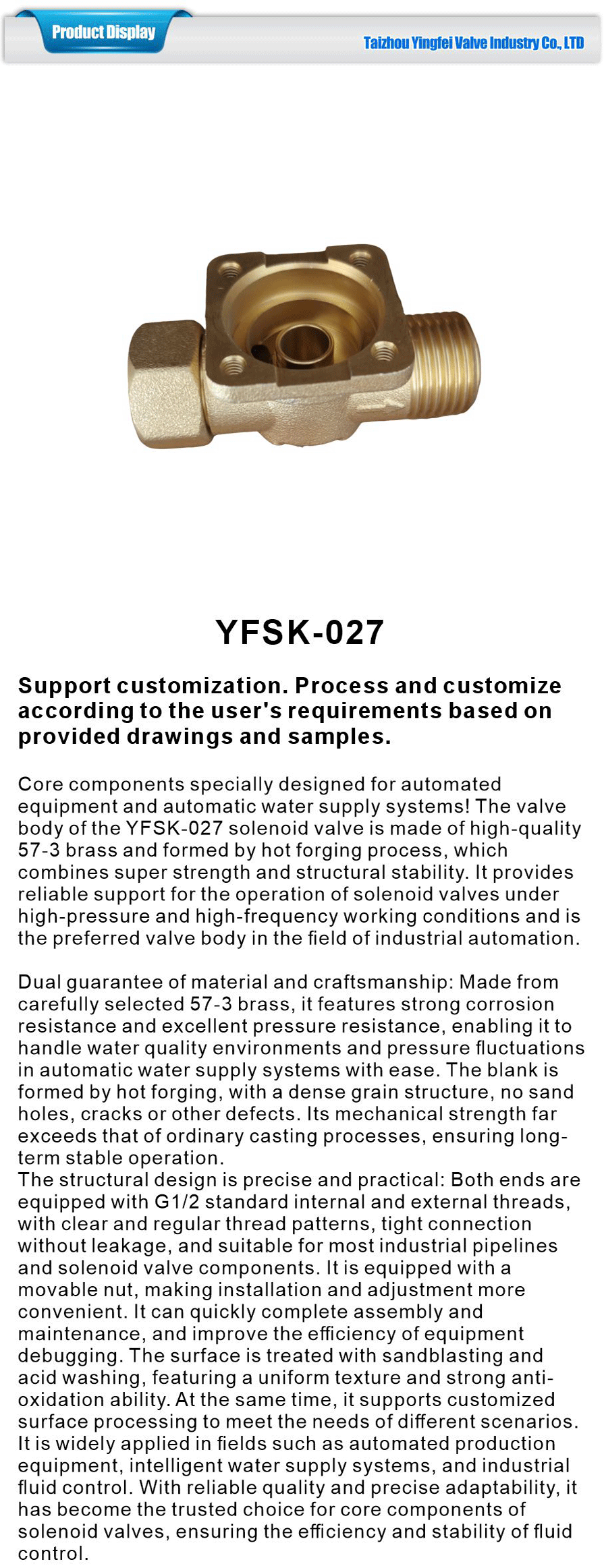 3 way solenoid valve body industrial