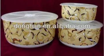 food safety assorted size decal ceramic refreshing bowls with plastic lid