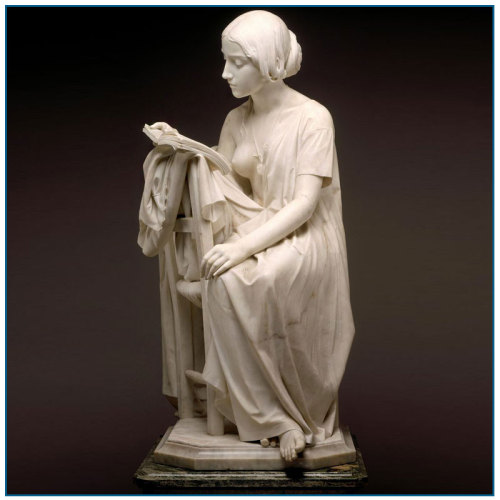 Saiz Kehidupan Elegant White Marble Reading Lady Statue