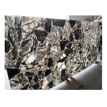 Paneles de piedra falsa retroiluminada acrílica de resina de onyic artificial con incrustación de jade con incrustación de jade