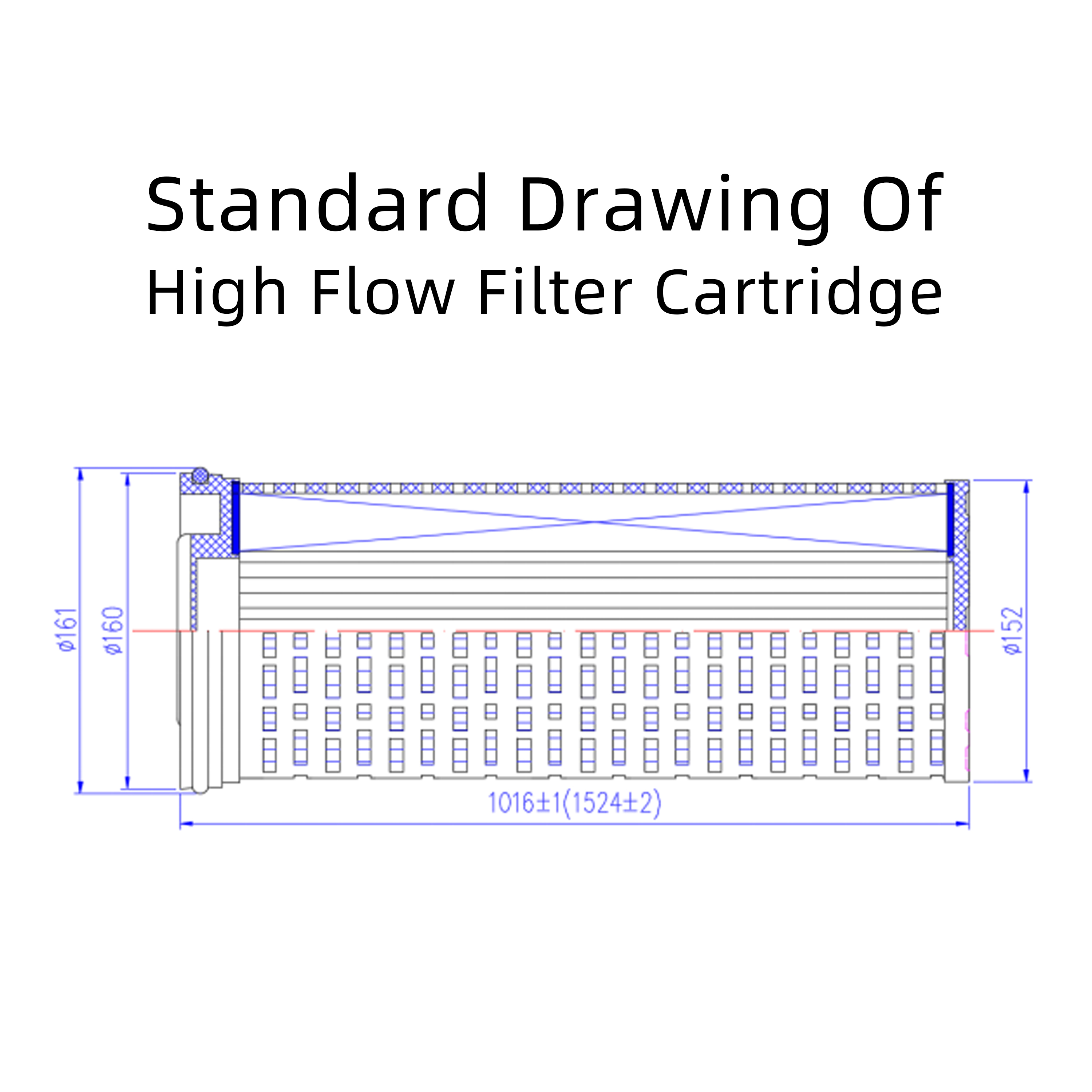 Standard drawing ofhigh flow filter cartridge