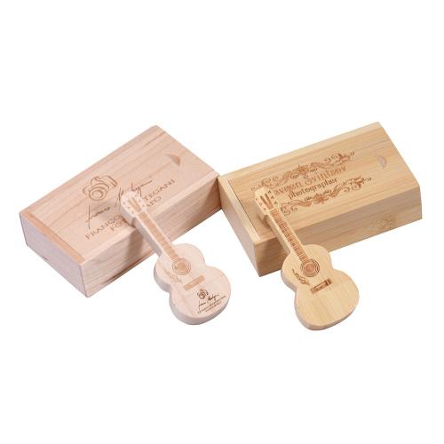 Unidad flash USB en forma de guitarra de madera