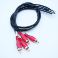 Custom 4CH RCA Male to Bare Wire Pigtail Audio Video Cable Assembly 20AWG Gold-Plated Red Connector Wire Harness