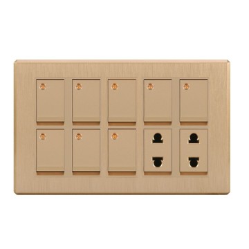 Pakistan Style Iron Plate 10 Gang Single Panel Wall Switch Socket