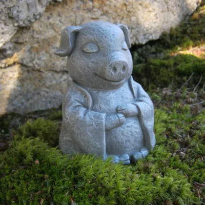 Garden decor gray granite pig statue life like stone lucky pig