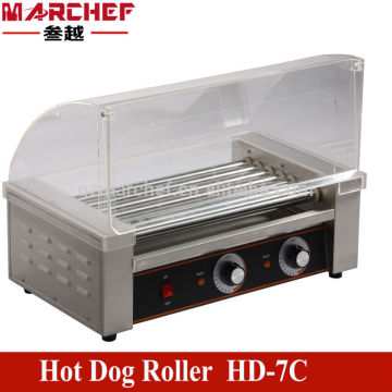 7 rulli per hot dog elettrici automatici commerciali con copertina/grill di salsiccia