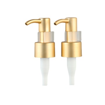 good price screw type shampoo soap bottle UV coated matte gold lotion pump 24mm 28mm