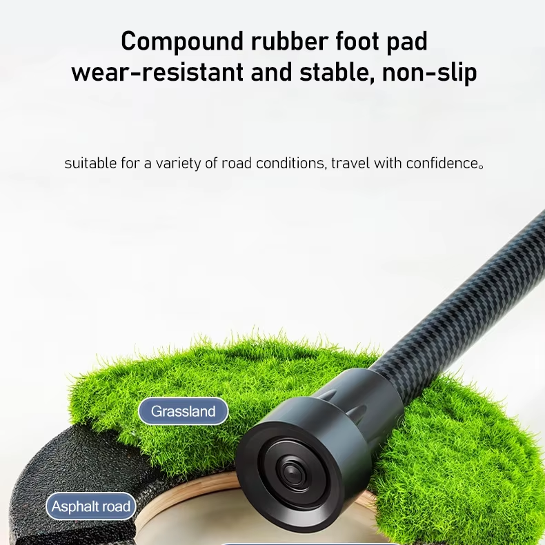 High-End Carbon Fiber Luxury Wooden Wooden Cane Elderly Outdoor Rehabilitation Medical Foldable Height-Adjustable Walking Stick3