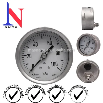 Oil filled back mouthing pressure gauge meter