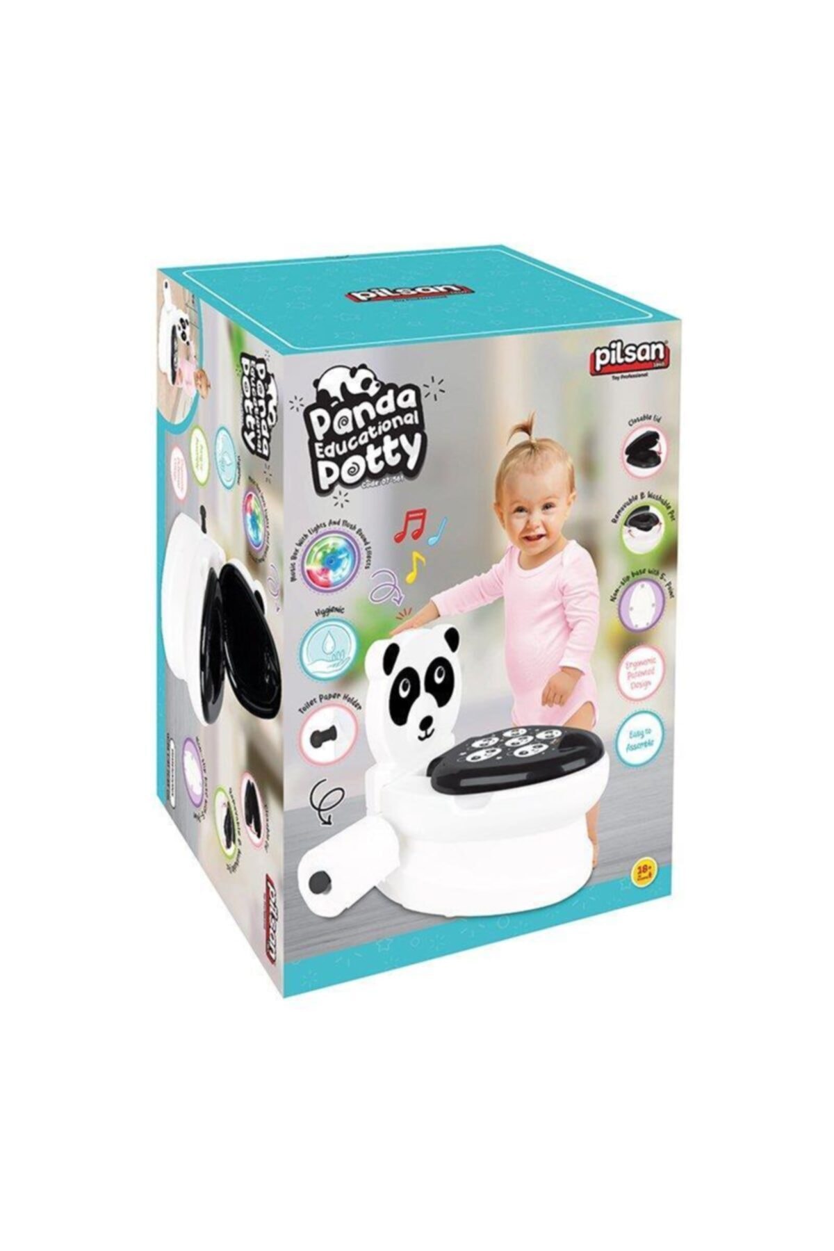 Baby Toilet Education , Kids Panda Motif. Black and White , Kid Educative , Toilet bowl , Commeda Urinal Water Closet Seat