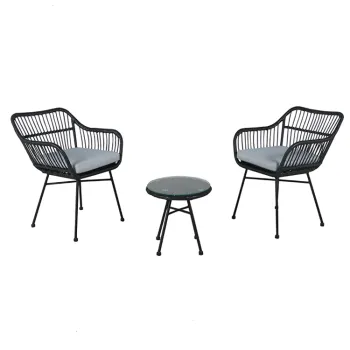 Waterproof Round Table and Metal Wicker Chair Set for Outdoor Garden and Park Use