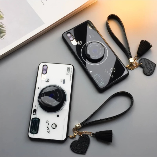 Camera Tempered Glass Phone Case with Wrist Strap